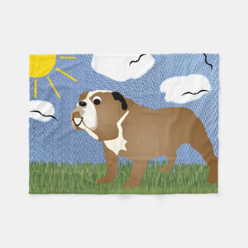 Smiling Bernie Bulldog Fleece Blanket