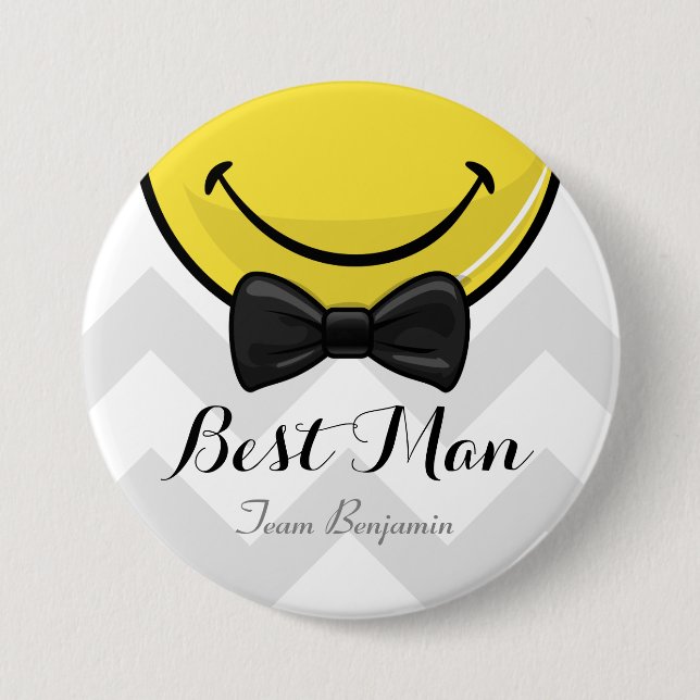 Smiling Best men Wedding Button (Front)