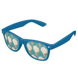 Smiling Bichon Ice Cream Pattern Teal Art Retro Sunglasses