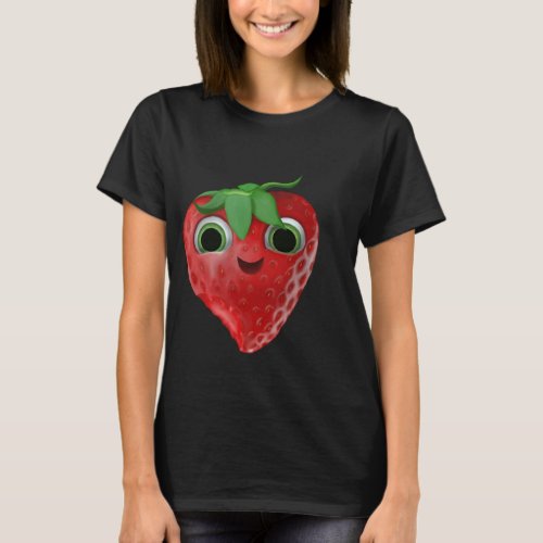 Smiling Bitten Fruit Strawberry T_Shirt