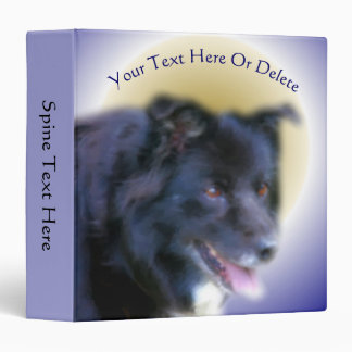Smiling Black Border Collie Face Personalized 3 Ring Binder