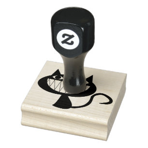 SMILING BLACK CAT RUBBER STAMPS