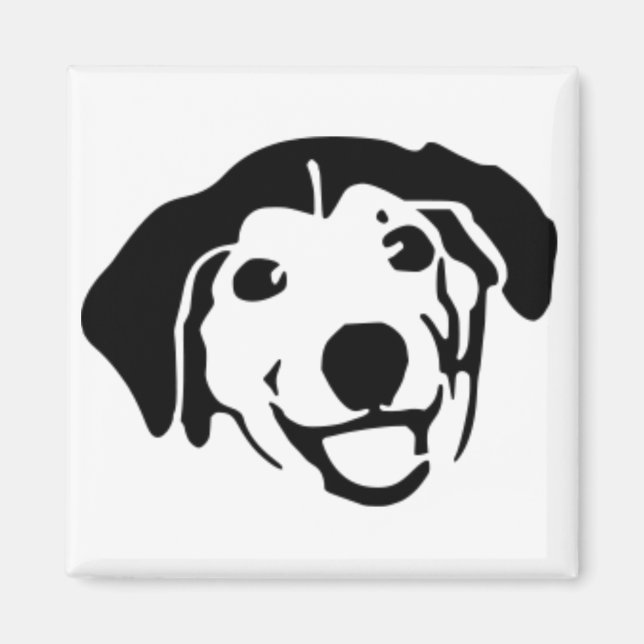 Smiling Black Dog Magnet (Front)