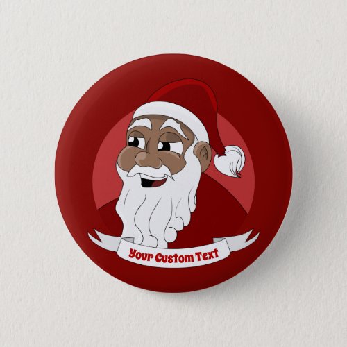 Smiling black Santa Claus cartoon Button