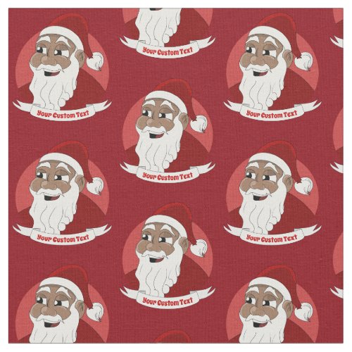 Smiling black Santa Claus cartoon Fabric