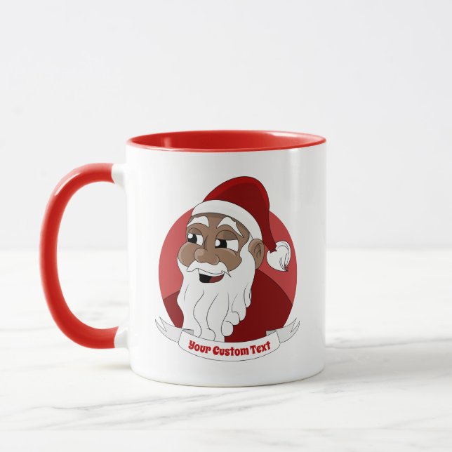 Smiling black Santa Claus cartoon Mug (Left)
