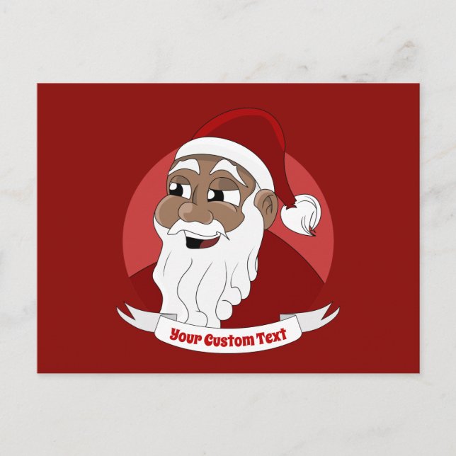 Smiling black Santa Claus cartoon Postcard (Front)