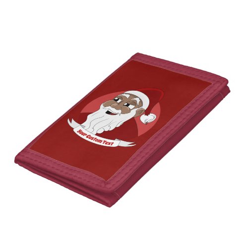 Smiling black Santa Claus cartoon Trifold Wallet