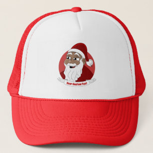 Smiling black Santa Claus cartoon Trucker Hat