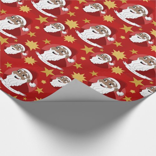 Smiling black Santa Claus cartoon Wrapping Paper