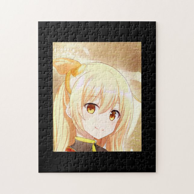 Smiling blond girl with amber eyes anime manga jigsaw puzzle (Vertical)