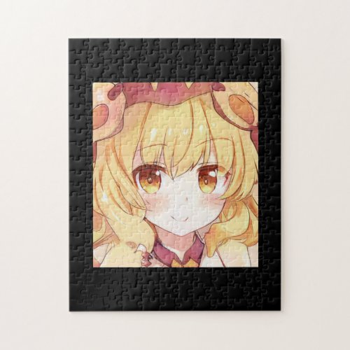 Smiling blond girl with amber eyes anime manga jigsaw puzzle
