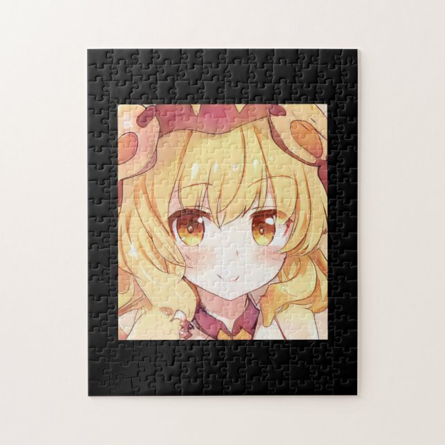 Smiling blond girl with amber eyes anime manga jigsaw puzzle (Vertical)