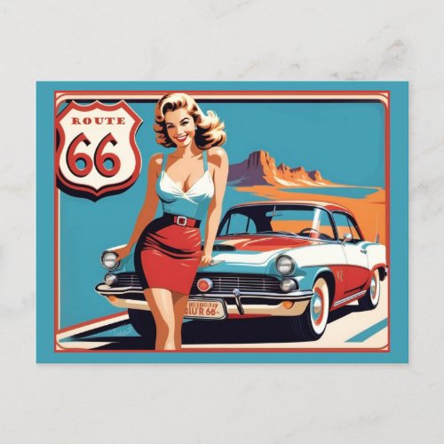 Smiling Blonde Route 66 Vintage Postcard