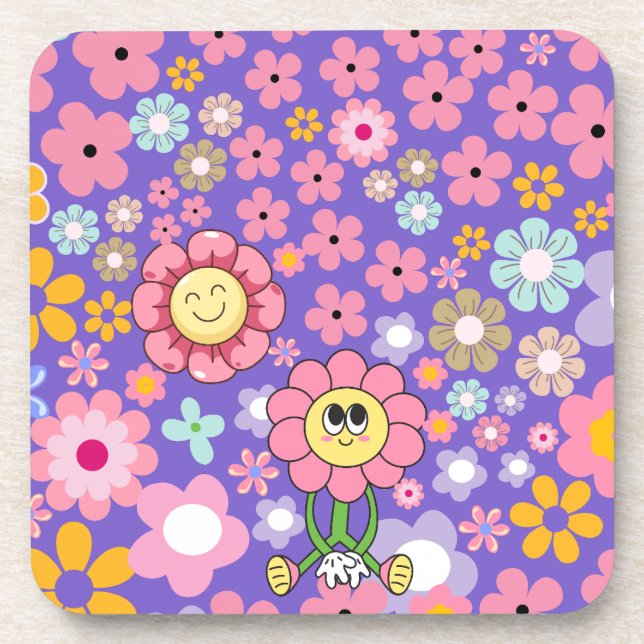 Smiling Blooms Decorative  Beverage Coaster (Front)