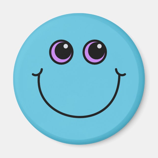 Smiling Blue Emoji Face Magnet (Front)