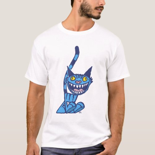 Smiling Blue Kitty cartoon T_shirt