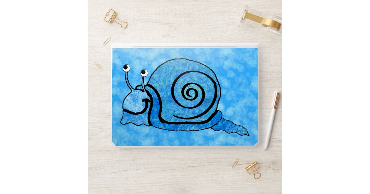 Smiling Blue Snail Tie Dye Pattern Shell on Circle HP Laptop Skin | Zazzle
