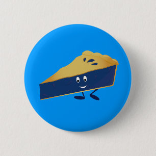Smiling blueberry pie slice button