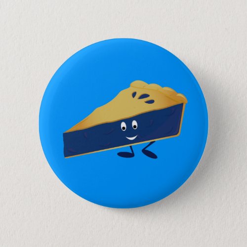 Smiling blueberry pie slice button