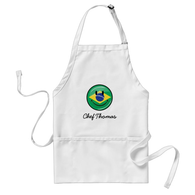 Smiling Brazilian Flag Adult Apron (Front)