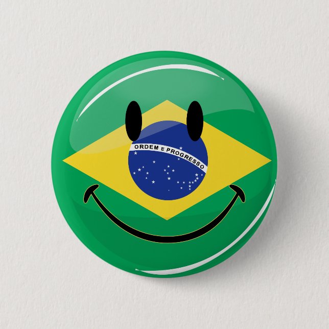 Smiling Brazilian Flag Button (Front)