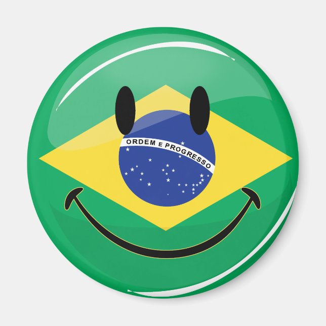 Smiling Brazilian Flag Magnet (Front)