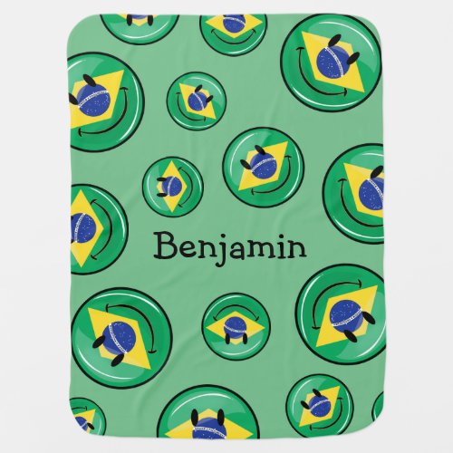 Smiling Brazilian Flag Receiving Blanket