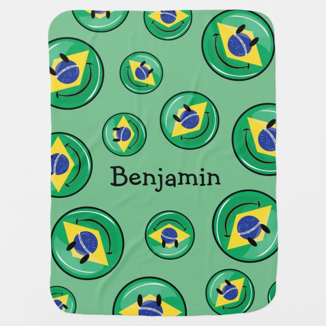 Smiling Brazilian Flag Receiving Blanket (Front)