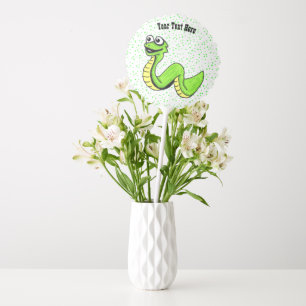 Smiling Bright Green Yellow Snake on Polka Dots Balloon