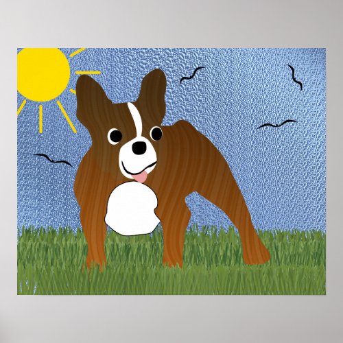 Smiling Brindle Finny Frenchie Poster