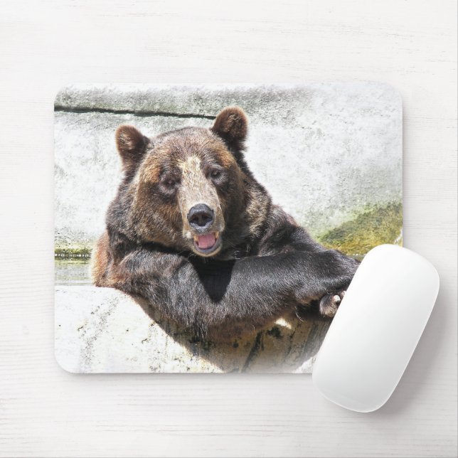 Smiling Brown Bear Mouse Pad (With Mouse)