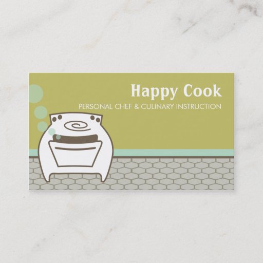 Customizable smiling bubble oven cooking baking business car... business card template