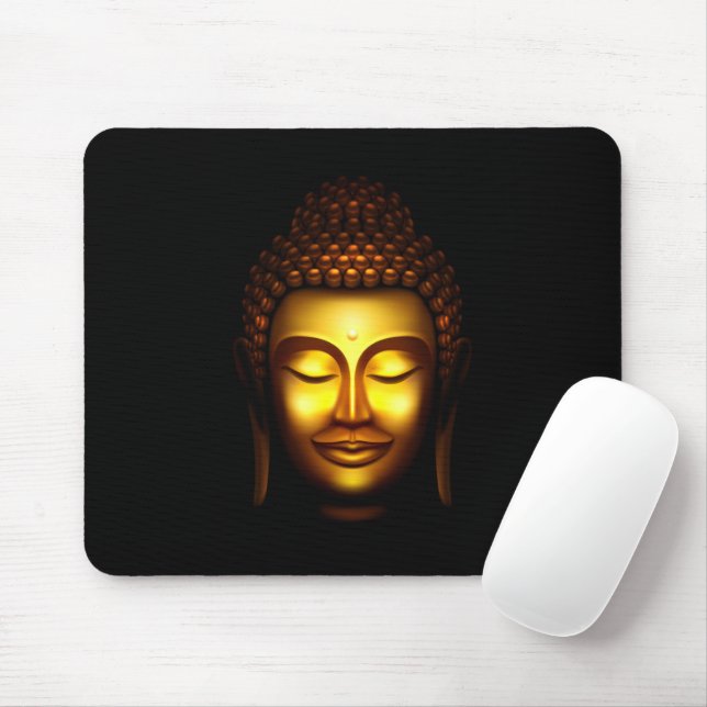 Smiling Buddha Gold and Black Mouse Pad (With Mouse)