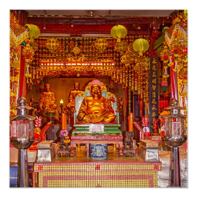 Smiling buddha in Chinese Temple, Bangkok Poster (Front)