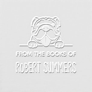 Smiling Bulldog Dog Pet Bookplate Embosser