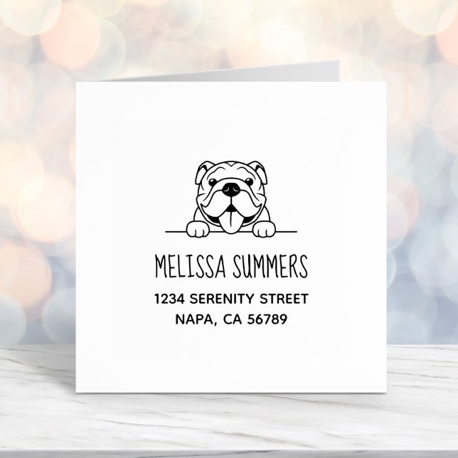 Smiling Bulldog Pet Address Self-inking Stamp (Creator Uploaded)
