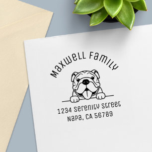 Smiling Bulldog Pet Arch Family Address Self-inking Stamp