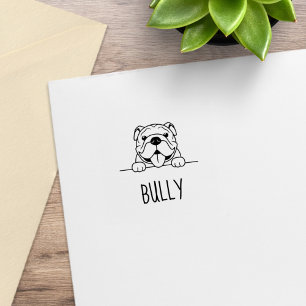 Smiling Bulldog Pet Custom Name Rubber Stamp