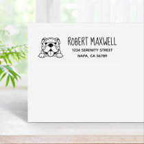 Smiling Bulldog Pet Return Address Rubber Stamp