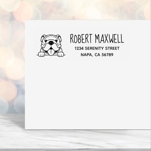 Smiling Bulldog Pet Return Address Self_inking Stamp