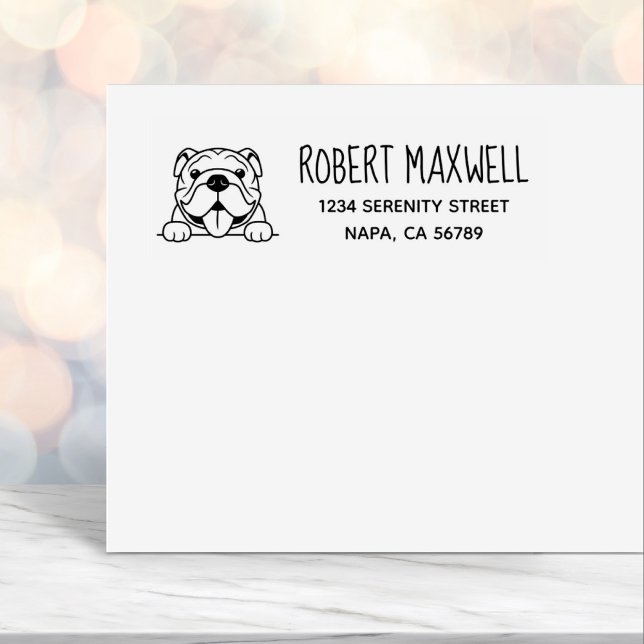Smiling Bulldog Pet Return Address Self-inking Stamp (Creator Uploaded)