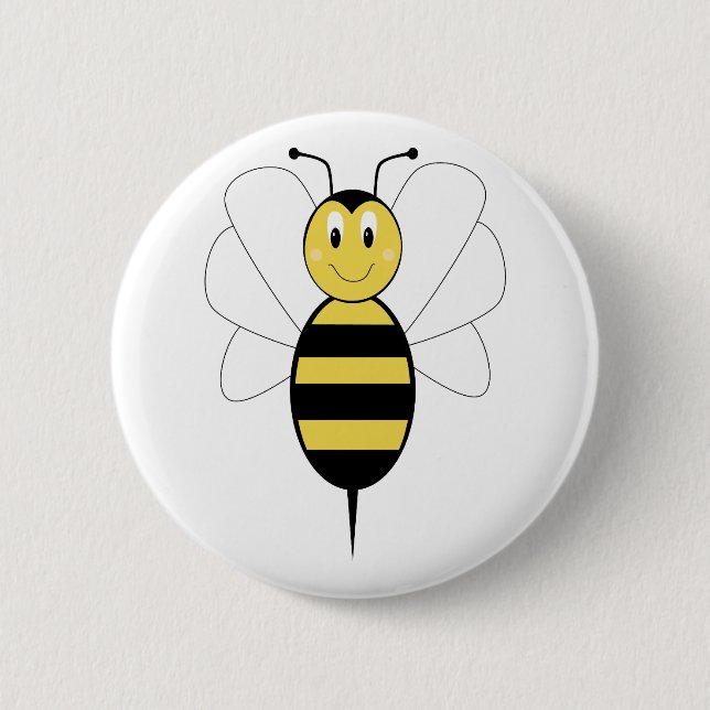 Smiling Bumble Bee Button (Front)