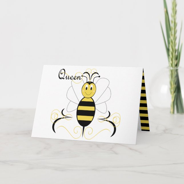 Smiling Bumble Bee Queen Bee Greeting Card (Front)