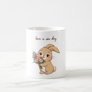 Smiling Bunny Mug Holding a Flower | “Have a Nice