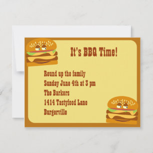 Smiling Burger BBQ Party Invitation