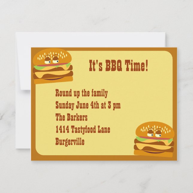 Smiling Burger BBQ Party Invitation (Front)