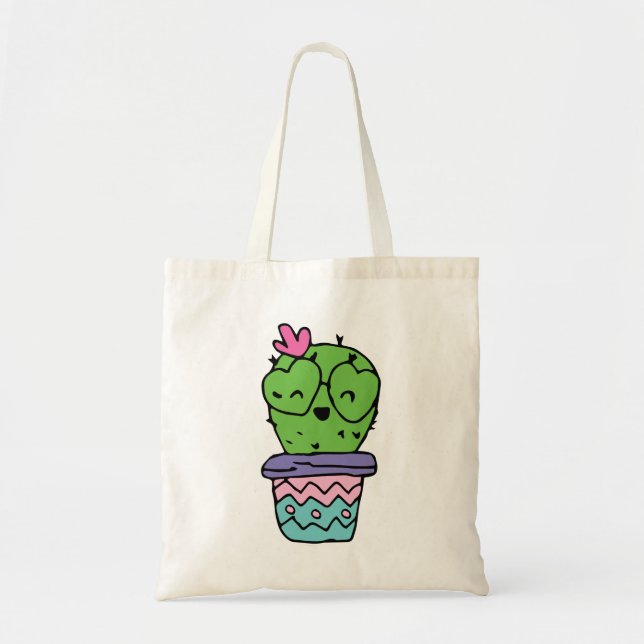 Smiling Cactus Art Valentines Art Valentines Drawi Tote Bag (Front)
