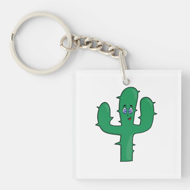 Smiling Cactus Keychain (Front)