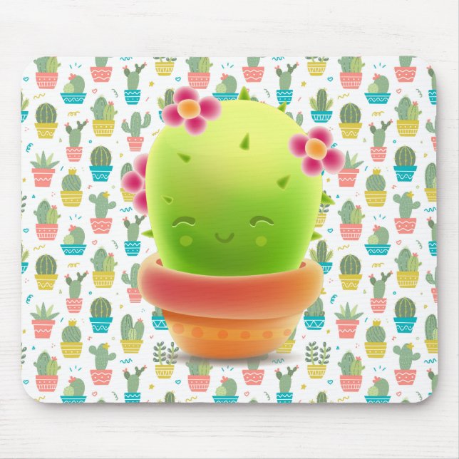 Smiling Cactus Mouse Pad (Front)